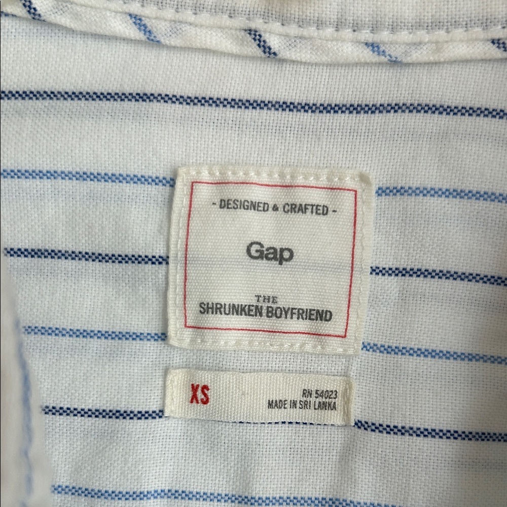 GAP White Shirt with Blue Stripes - The Shrunken Boyfriend